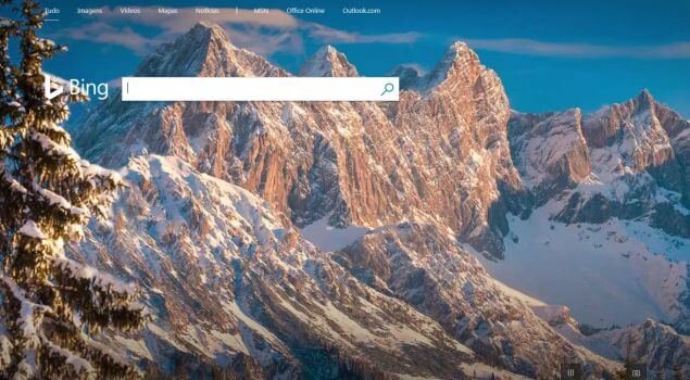 tela inicial do Bing