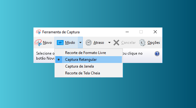 tela da ferramenta de captura do windows