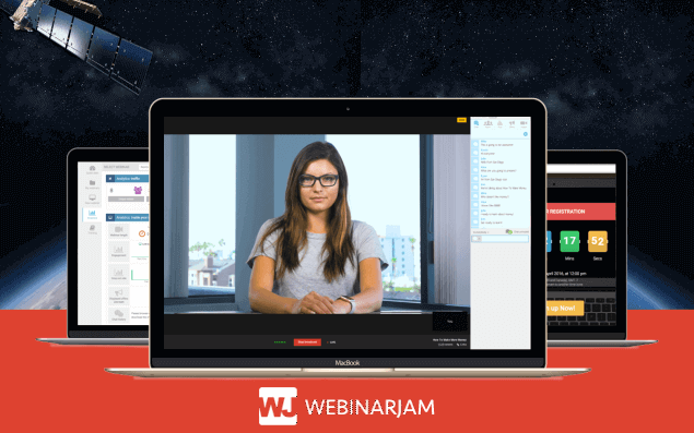 laptop com interface do WebinarJam